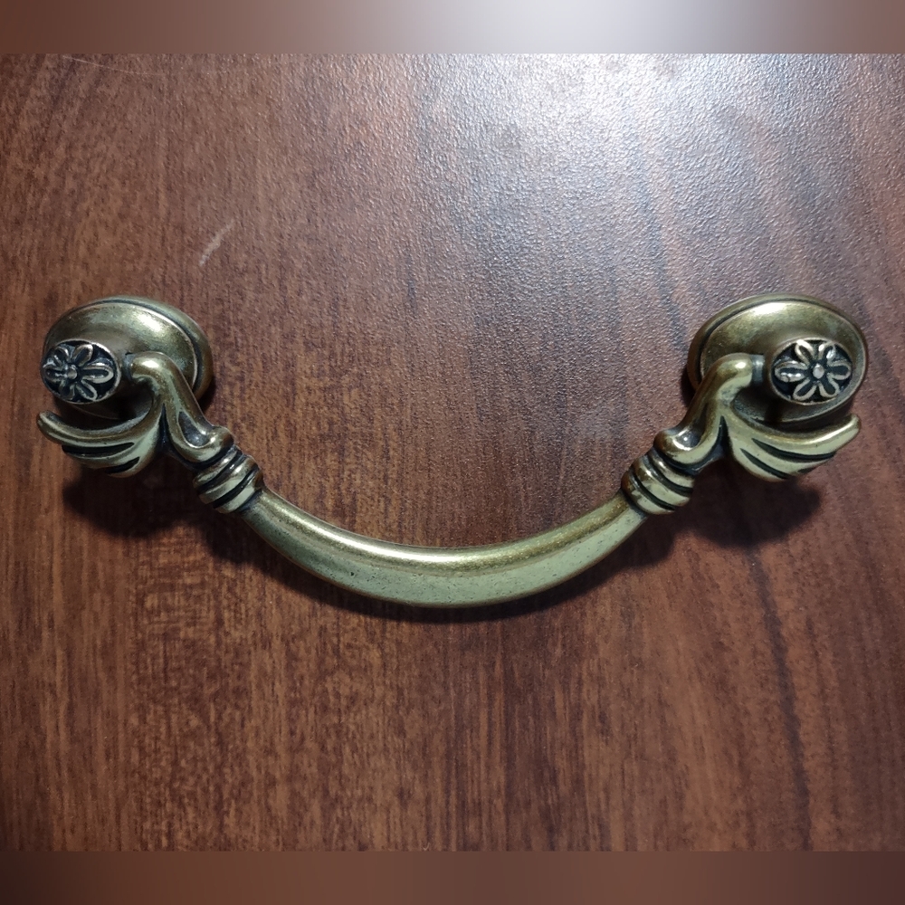 4 Vintage Antique Brass Drawer Furniture Pulls Drop Handle Center 5"